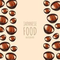 dessin animé unadon, fond de bordure de cadre de cuisine japonaise vecteur