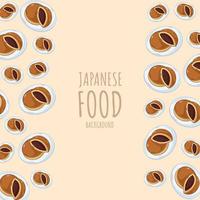 dessin animé dorayaki, fond de bordure de cadre de cuisine japonaise vecteur