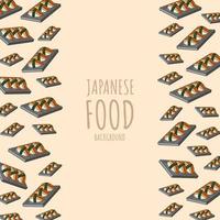 dessin animé sushi-anguille, fond de bordure de cadre de cuisine japonaise vecteur