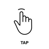 appuyez sur le geste de la souris d'ordinateur. icône de la ligne noire du doigt pointeur. pictogramme linéaire de la main du curseur. touchez cliquez appuyez sur le symbole de contour de point de balayage double. trait modifiable. illustration vectorielle isolée. vecteur