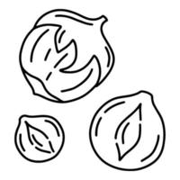 icône de dessin animé linéaire simple noisette dans le style doodle vecteur