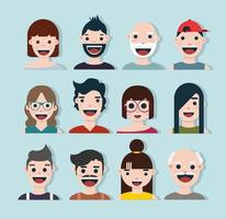 collection d'avatars de dessin animé souriant heureux