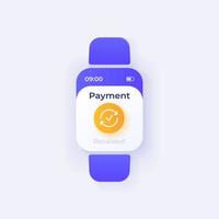 paiement reçu modèle d'interface smartwatch. vecteur