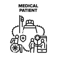 illustrations noires de vecteur de patient médical