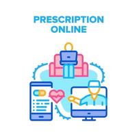 couleur de concept de vecteur médical de prescription en ligne