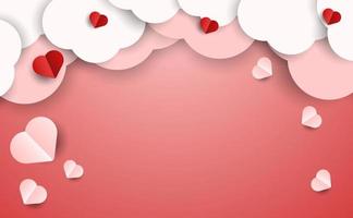 coeur de papier ou symbole de coeur fond spécial saint valentin de couleur rose tendre vecteur