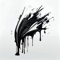frottis, taches de peinture noire sur fond blanc, couleurs sombres - vecteur