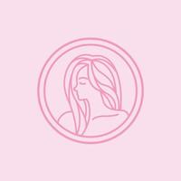 beauté rose femme cheveux longs dans l'inspiration de conception de logo en forme de cercle vecteur