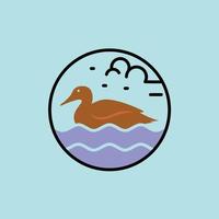 logo canard nageant dans l'eau vecteur