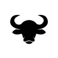 tête de taureau bétail bétail buffle silhouette logo création vecteur
