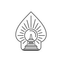 lever du soleil du temple de borobudur dans la conception du logo de la culture javanaise gunungan wayang vecteur