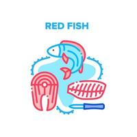 illustration de couleur de concept de vecteur de viande de poisson rouge