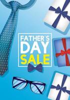 bannière de vente fête des pères avec cravate et lunettes vecteur