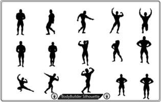 ensemble de silhouettes vectorielles de bodybuilders. vecteur