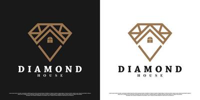 création de logo de maison de diamant avec vecteur premium de concept créatif