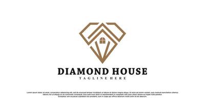 création de logo de maison de diamant avec vecteur premium de concept créatif