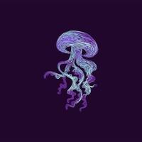 conception d'illustration de style d'illustration d'animal de méduse vecteur