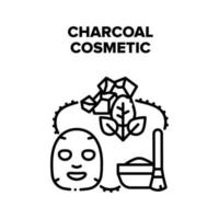 illustration noire de vecteur de soins cosmétiques au charbon de bois