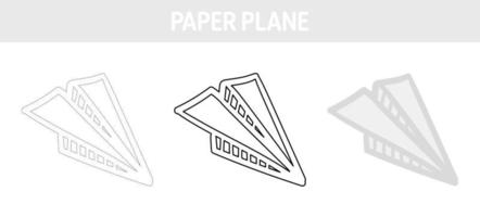 feuille de travail de traçage et de coloriage d'avion en papier pour les enfants vecteur