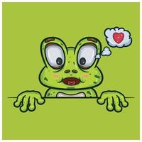 expression de visage aimante avec dessin animé de grenouille. vecteur
