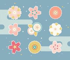 fleurs de pêcher motif japonais stickers vecteur