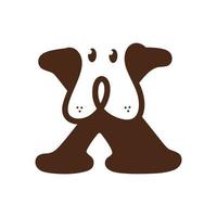 initiale x logo de chien mignon vecteur