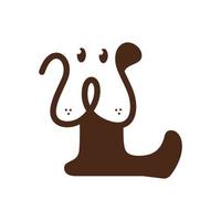 initiale l logo de chien mignon vecteur
