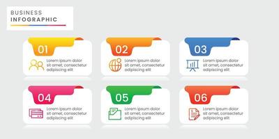 modèle d'infographie moderne en six étapes vecteur