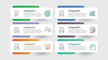 modèle d'infographie moderne en six étapes vecteur