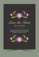 carte d'invitation de mariage fleur. conception de cartes florales. illustration florale de carte de conception. carte romantique vecteur