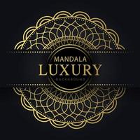 mandala de luxe doré avec un design élégant de fond noir vecteur