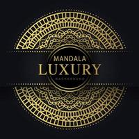 mandala de luxe doré avec un design élégant de fond noir vecteur