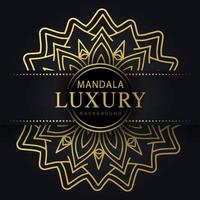 mandala de luxe doré avec un design élégant de fond noir vecteur