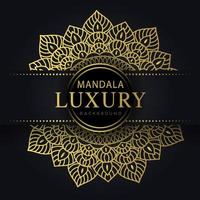 mandala de luxe doré avec un design élégant de fond noir vecteur