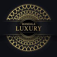 mandala de luxe doré avec un design élégant de fond noir vecteur