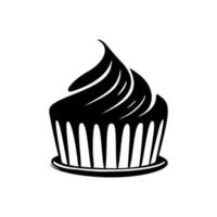 logo de gâteau noir et blanc attrayant. idéal pour les boulangeries, pâtisseries et tout commerce lié aux desserts et confiseries. vecteur