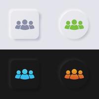 ensemble d'icônes de groupe de personnes, conception d'interface utilisateur souple de bouton de neumorphisme multicolore pour la conception Web, interface utilisateur d'application et plus encore, bouton, vecteur. vecteur