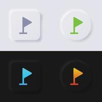 jeu d'icônes de bouton de symbole de drapeau triangulaire, conception d'interface utilisateur souple de bouton de neumorphisme multicolore pour la conception Web, interface utilisateur d'application et plus encore, bouton, vecteur. vecteur