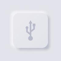 icône de symbole usb, conception d'interface utilisateur douce de neumorphisme blanc pour la conception Web, interface utilisateur d'application et plus encore, bouton, vecteur. vecteur