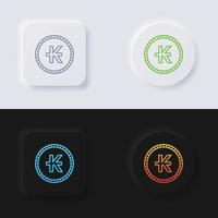 jeu d'icônes de bouton de pièce de monnaie de symbole de devise lao kip, conception d'interface utilisateur souple de bouton de neumorphisme multicolore pour la conception Web, interface utilisateur d'application et plus encore, bouton, vecteur. vecteur