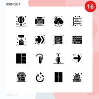 16 concept de glyphe solide pour les sites Web mobiles et les finances des applications calculer les éléments de conception vectoriels modifiables vecteur