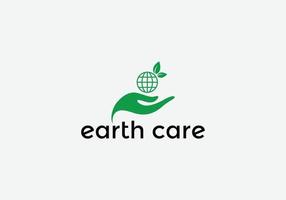 soins de la terre monde abstrait feuille main emblème logo design vecteur