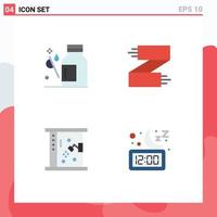 ensemble de 4 icônes vectorielles plates sur la grille pour gouttes écharpe vêtements médicaux salle de bain éléments de conception vectoriels modifiables vecteur