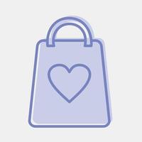 icône sac cadeau saint valentin. éléments de célébration de la saint-valentin. icônes dans un style bicolore. bon pour les impressions, les affiches, le logo, la décoration de fête, la carte de voeux, etc. vecteur