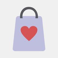 icône sac cadeau saint valentin. éléments de célébration de la saint-valentin. icônes dans un style plat. bon pour les impressions, les affiches, le logo, la décoration de fête, la carte de voeux, etc. vecteur