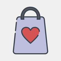 icône sac cadeau saint valentin. éléments de célébration de la saint-valentin. icônes dans le style de ligne pleine. bon pour les impressions, les affiches, le logo, la décoration de fête, la carte de voeux, etc. vecteur