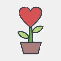 plante en forme de coeur d'icône. éléments de célébration de la saint-valentin. icônes dans le style de ligne remplie. bon pour les impressions, les affiches, le logo, la décoration de fête, la carte de voeux, etc. vecteur