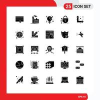 interface mobile glyphe solide ensemble de 25 pictogrammes de flèche haut bas définissant la technologie éléments de conception vectoriels modifiables numériques vecteur