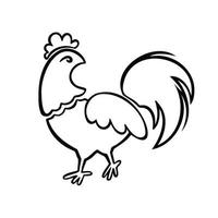 symbole horoscope oriental du coq, ligne de poulet, illustration vectorielle vecteur