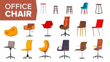 vecteur de jeu de chaise. chaises de bureau modernes créatives de bureau. élément de conception de siège intérieur. illustration de meubles isolés plats